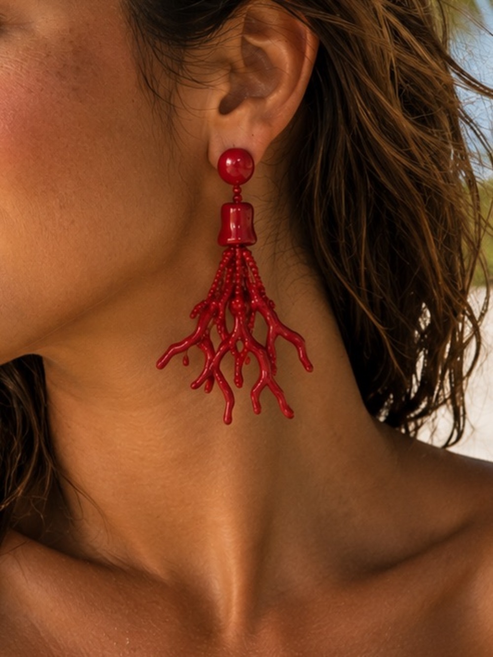 Candy-Colored Coral Branch– Vintage-Inspired Statement Earrings